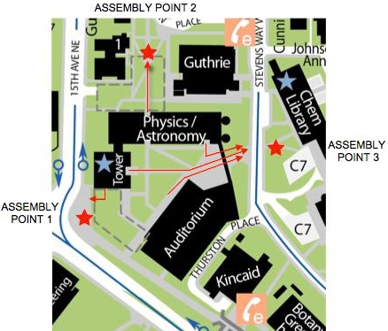 Building evacuation assembly points