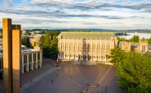 Campus image photo of Red Square shot from a drone.